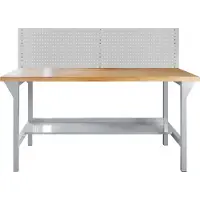 Proregal Werkbank Rhino Plus mit Lochplatte | HxBxT 131x150x70cm | Traglast 500kg | Lichtgrau
