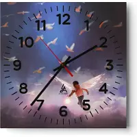 ARTTOR Wanduhr - Quadrat - Glasuhr - Fantasie Märchen - 30x30cm - Schleichendes Uhrwerk - Lautlos - zum Aufhängen bereit - Dekoration Modern - Wanddekoration aus Glas - C4AC30x30-4102