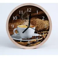 Tulup Holzuhr 20fi cm wanduhr - Wohnzimmer Kaffeebohnen