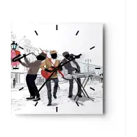 ARTTOR Wanduhr - Quadrat - Glasuhr - Musik Instrumente Straße Stadt - 30x30cm - Schleichendes Uhrwerk - Lautlos - zum Aufhängen bereit - Dekoration Modern - Wanddekoration aus Glas - C3AC30x30-2933