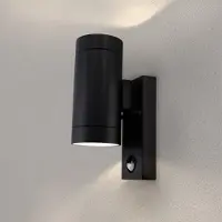 LEDVION - 2x LED Wandlampe, Mit Bewegungssensor, GU10 Fassung, IP54, Schwarz & Up&Down Licht, Außenlampe, Gartenbeleuchtung