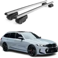 Omtec Dachträger Gepäckträger für BMW 3er Touring 2019-2021 ABE Aluminium Grau 2x