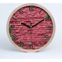Tulup Holzuhr 30fi cm wanduhr - schwarze Spitzen - Ziegelwand