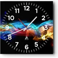 ARTTOR Wanduhr - Quadrat - Glasuhr - Abstrakt luft bunt figur - 30x30cm - Schleichendes Uhrwerk - Lautlos - zum Aufhängen bereit - Dekoration Modern - Wanddekoration aus Glas - C4AC30x30-2171