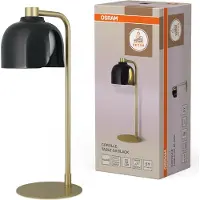 Osram Decor Corolle Table Tischleuchte, Schwarz Metall Glas, G9 Fassung, Textilkabel, Retro-Style