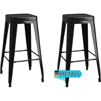 DELUKE Barhocker METO Stapelbar 2er Set Schwarz Metall | Barstühle Küchenhocker Thekenhocker für Küche Hausbar