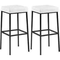 DELUKE 2er Set Barhocker BIDAN - Kunstleder Weiß 37x37x83 cm | Barstuhl Mit Lehne Tresenhocker Tresenstuhl Kneipenhocker Kneipenstuhl