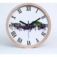 Tulup Holzuhr 25fi cm wanduhr - schwarze Spitzen - Lavendel