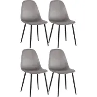 CLP 4er Set Esszimmerstühle Napier gepolstert bis 150 kg belastbar grau Material Samt
