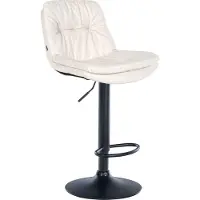 DELUKE Barhocker MITUN - Kunstleder Weiß 46x54x92 cm Schwarz | Barstuhl Höhenverstellbar Mit Lehne Drehbar Tresenhocker Tresenstuhl Kneipenhocker