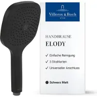 Villeroy & Boch Elody Duschkopf, 3 Strahlarten, Wechsel per Knopfdruck – Schwarz