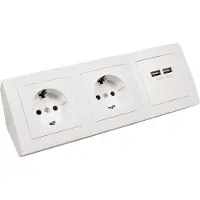 ETT Steckdosenblock Flair Aufbau weiß 2-fach Schutzkontakt + 2x USB