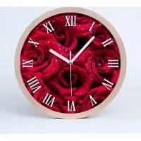 Tulup Holzuhr 20fi cm wanduhr - weiße Spitzen - Tropfen auf Rosen