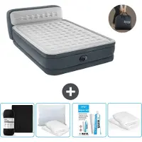 Intex Luftbett - 2 Personen - 152 x 236 x 86 cm - Grau - Inklusive Pumpe - Spannbettuch - Küssen - Reperaturset en Kissenschutz