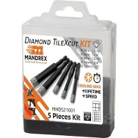 MANDREX Diamant Zentrierbohrer Set TileXCut 5tlg. D5,6,8,10,12mm