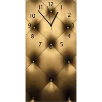 Wallario Design Wanduhr Goldene Ledertür aus Echtglas, Größe 30 x 60 cm