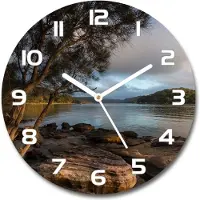 Tulup Wanduhr aus Glas 30fi Glasbild Glasuhr Gehärtetes Glas - weisse-zeiger - Tree by the river