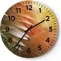 ARTTOR Wanduhr - Rund - Glasuhr - Exotisch Blätter Dämmerung - 30x30cm - Schleichendes Uhrwerk - Lautlos - zum Aufhängen bereit - Dekoration Modern - Wanddekoration aus Glas - C4AR30x30-4807