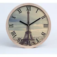 Tulup Holzuhr 30fi cm wanduhr - schwarze Spitzen - Eiffelturm Paris