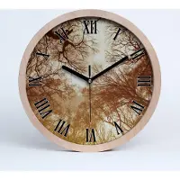 Tulup Holzuhr 30fi cm wanduhr - schwarze Spitzen - Wald