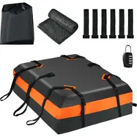 Costway 450 L Dachbox für Auto, wasserdichter Dachkoffer mit Zahlenschloss & 6 Türhaken & Anti-Rutsch-Matte & Tragetasche, Faltbare Gepäckbox für alle Fahrzeuge mit/ohne Gepäckträger, Schwarz