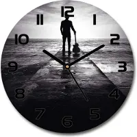 Tulup Wanduhr aus Glas 30fi Glasbild Glasuhr Gehärtetes Glas - schwarze-zeiger - Guitarist on the pier