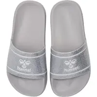 Hummel Pool Slide Glitter JR Badeschuhe Badelatschen Badeschlappen grau/silber/glitzer 228535-2509, Schuhgröße:26 EU