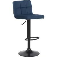 DELUKE Barhocker RIVAN - Samt Blau 40x40x85 cm | Barstuhl Mit Lehne Tresenhocker Tresenstuhl Kneipenhocker Kneipenstuhl
