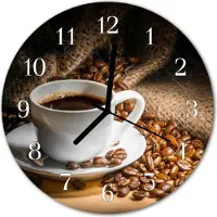 Tulup Glasuhr Wanduhr Küchenuhr Echt-Glas 30fi cm Kaffee braun