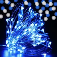 ROSNEK 20M 200LED USB Kupferdraht Micro Blau Lichterkette mit Fernbedienung Wasserdicht Innen Weihnachten Party Deko