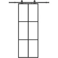 Syfax Schiebetür mit Beschlag Schwarz 76x205 cm ESG-Glas