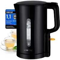 Clatronic Wasserkocher 1,7L | BPA frei | 2200W | Einhandbedienung | Wasserstandsanzeige | Kettle | Überhitzungsschutz | WK 3835 schwarz