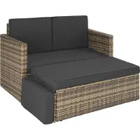 TecTake Rattan Lounge Korfu UV-beständig Polyrattan Nature 119x64.5x71.5cm Sofa