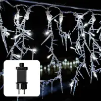 Hellum LED Vorhang Deko Eisregen Zapfen Outdoor Winter Weihnachten 100 LED warmweiß