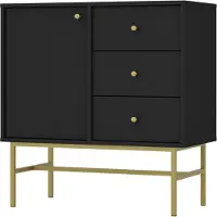 Masseno Kommode TORINO 84 cm Sideboard mit 3 Schubladen und 1 Türen für Wohnzimmer Schlafzimmer Modern 84x41x86 cm Graphitfarben / Graphitfarben
