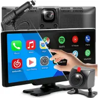 Retoo 10,26 Zoll Autoradio Tragbarer 1600*600 mit carplay Android Auto Navigationsgerät GPS Bluetooth Navi WiFi, Unterstützung Front/Rückfahrkamera