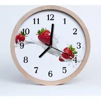 Tulup Holzuhr 30fi cm wanduhr - Erdbeer-Frucht