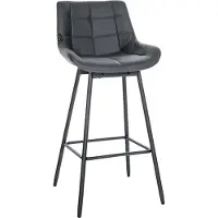 DELUKE Barhocker VISEN - Kunstleder Grau 49x56x105 cm | Barstuhl Mit Lehne Drehbar Tresenhocker Tresenstuhl Kneipenhocker Kneipenstuhl