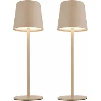 Globo Lighting 2x LED Tischleuchte, sandfarben, Touchdimmer, Akku, H 28 cm