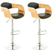 TPFLiving 2er Set Barhocker Kingsley Holz/Kunstleder Natura/Schwarz