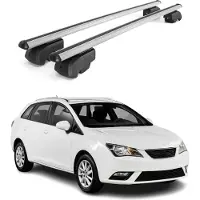 Omtec Dachträger Gepäckträger für Seat Ibiza 6J SW 2009-2016 ABE Aluminium Grau 2x