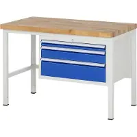 RAU Werkbank mit 3 XL Schubladen - Vollauszug - 60:1 / 120:1 / 180:1 - 840 x 1.250 x 700 mm (HxBxT) - Traglast 1.250 kg - Buche