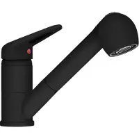 Franke 115.0693.842 NIEDERDRUCK Armatur NOVARA-PLUS in Black Matt mit Auszugsbrause / Einhebelmischer