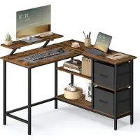 Vasagle L-förmige Schreibtisch Eckschreibtisch Computertisch mit Schubladen 115cm Vintage