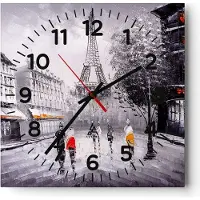 ARTTOR Wanduhr - Quadrat - Glasuhr - Architektur Paris Eiffle Frankreich - 30x30cm - Schleichendes Uhrwerk - Lautlos - zum Aufhängen bereit - Dekoration Modern - Wanddekoration aus Glas - C4AC30x30-2961