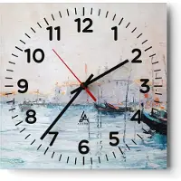 ARTTOR Wanduhr - Quadrat - Glasuhr - Venedig Basilika - 30x30cm - Schleichendes Uhrwerk - Lautlos - zum Aufhängen bereit - Dekoration Modern - Wanddekoration aus Glas - C4AC30x30-3662