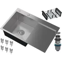Granitan - Edelstahlspüle - Spülbecken 78x50 cm - Küchenspüle Schwarz - mit Siphon - BARI785L