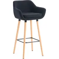 DELUKE Barhocker mit Lehne Schwarz VILO - Stoffbezug, 99x55x46cm | Barhocker mit Lehne Tresenhocker Barstuhl Küchenhocker Thekenhocker hoher Stuhl