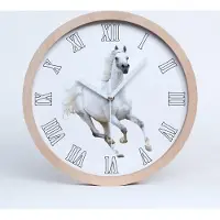 Tulup Holzuhr 25fi cm wanduhr - weiße Spitzen - Weißes arabisches Pferd