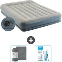 Intex Luftbett - 2 Personen - 152 x 203 x 30 cm - Grau - Inklusive Pumpe - Spannbettuch en Reperaturset
